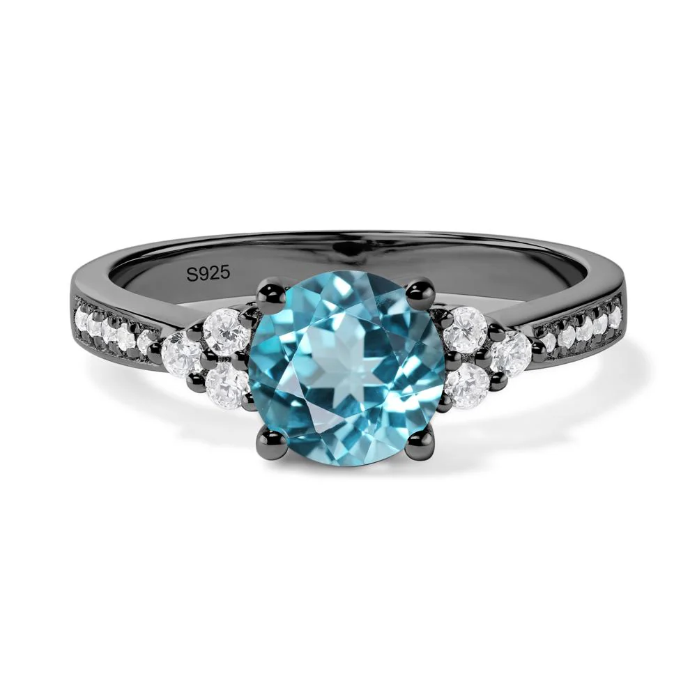 Round Cut Swiss Blue Topaz Engagement Ring - Image 2