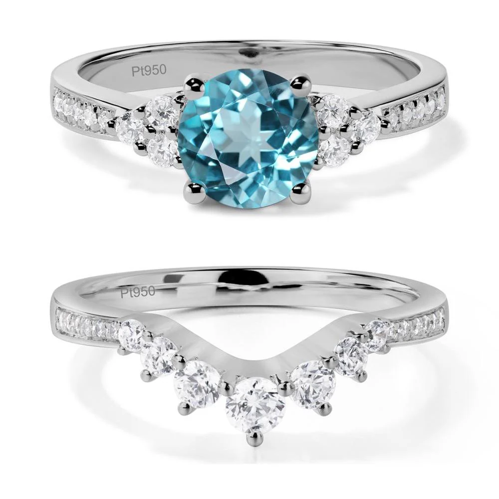 Round Cut Swiss Blue Topaz Engagement Ring - Image 25