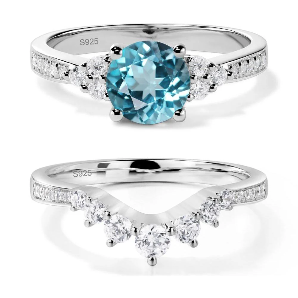 Round Cut Swiss Blue Topaz Engagement Ring - Image 27