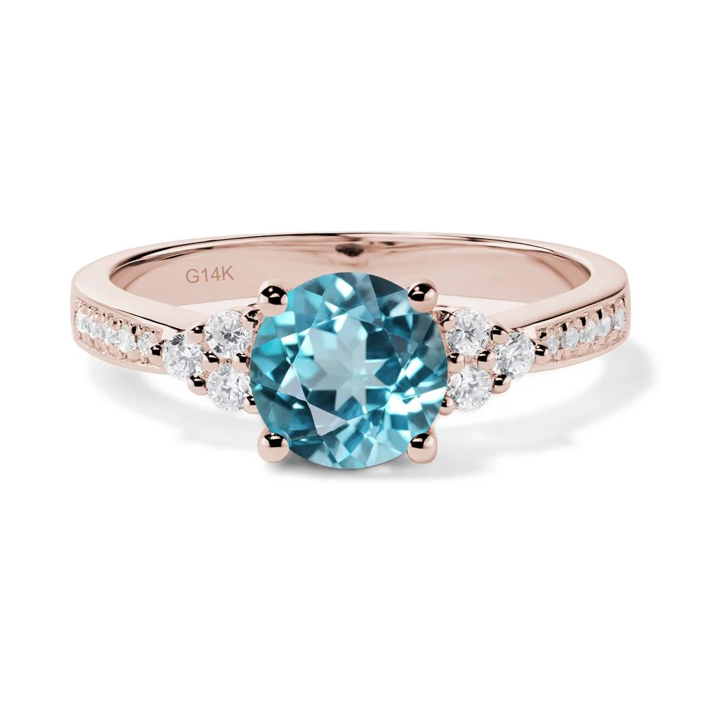 Round Cut Swiss Blue Topaz Engagement Ring - Image 5