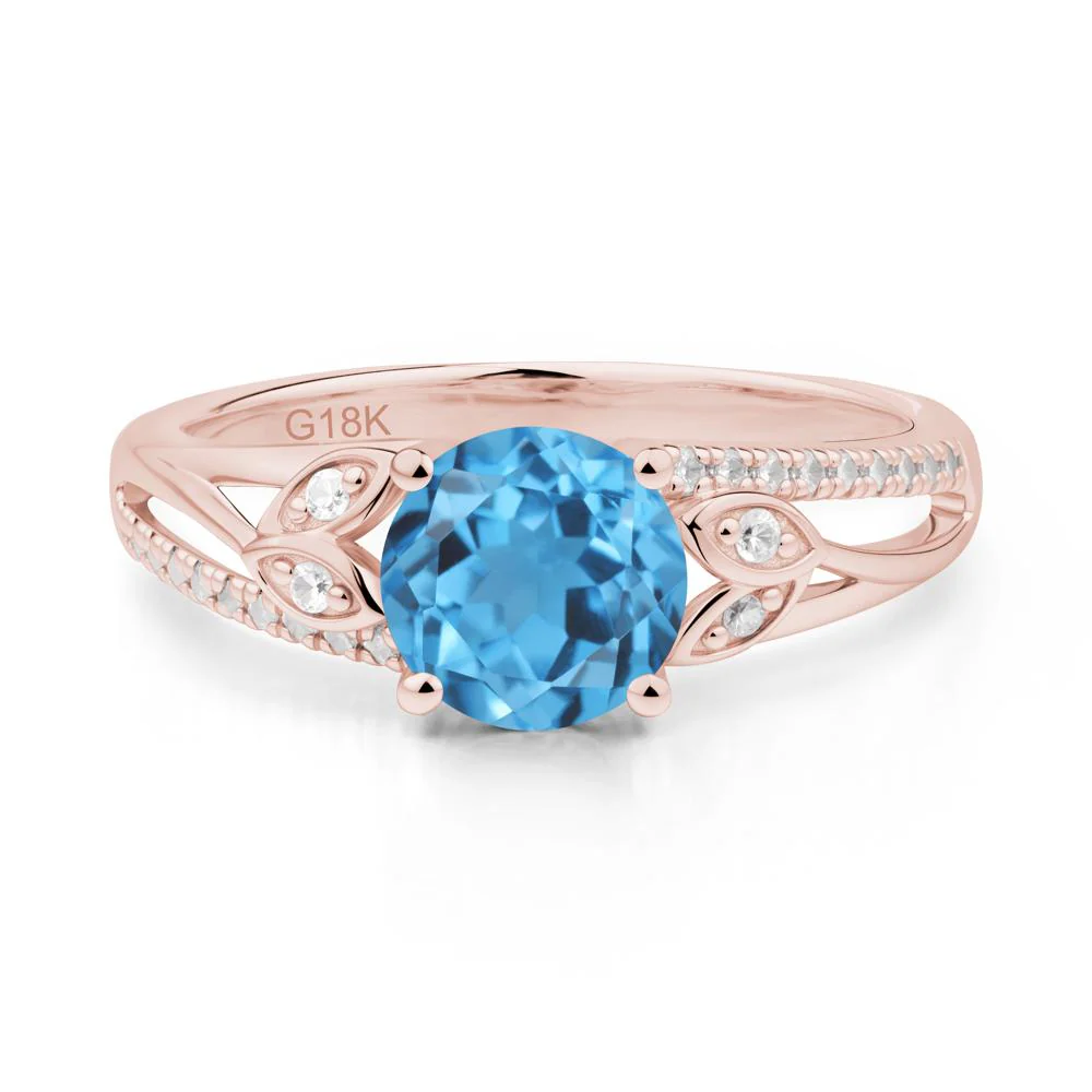 Leaf Inspired Swiss Blue Topaz Engagement Ring - Image 2