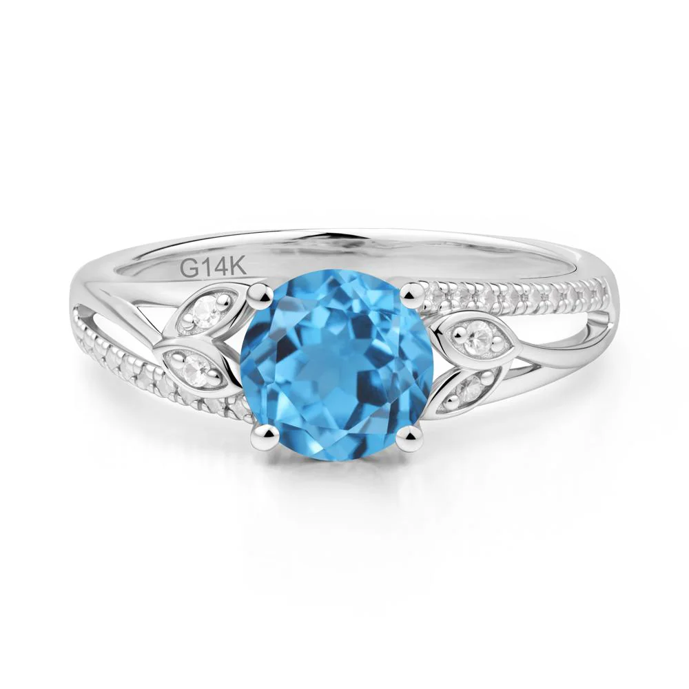 Leaf Inspired Swiss Blue Topaz Engagement Ring - Image 5