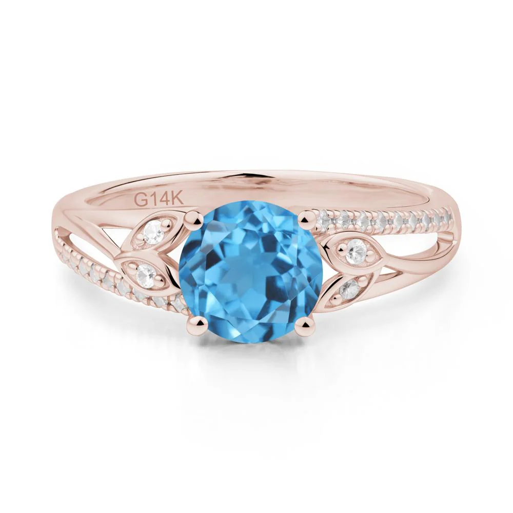 Leaf Inspired Swiss Blue Topaz Engagement Ring - Image 6