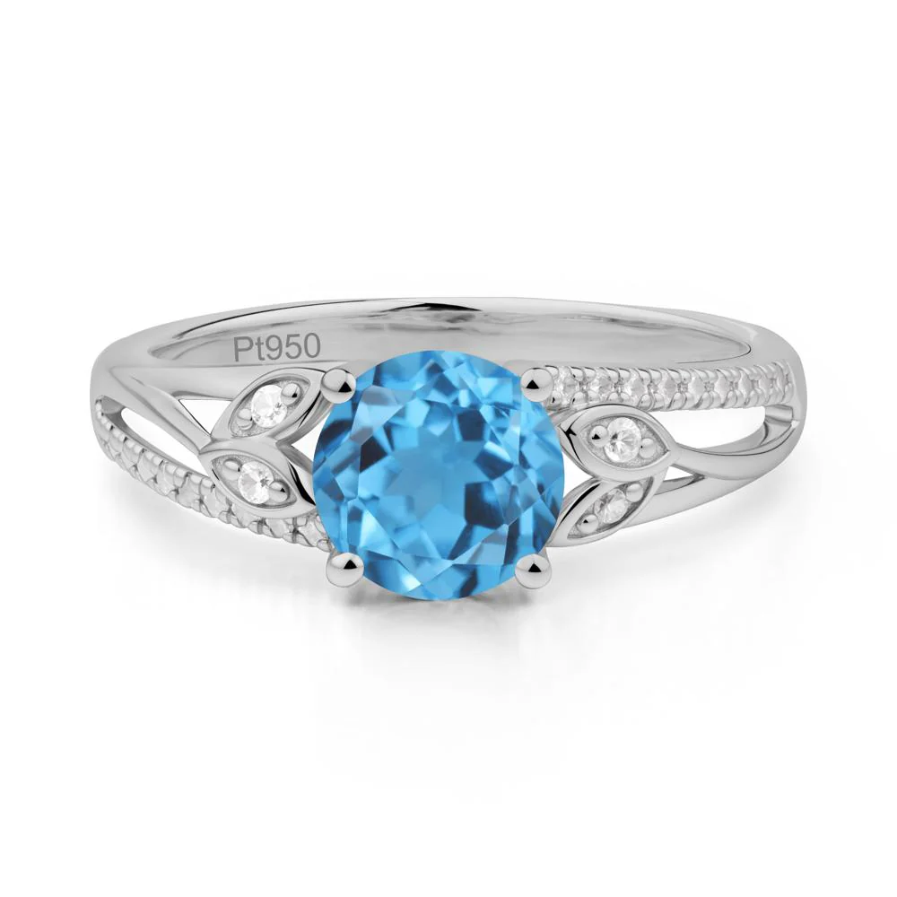 Leaf Inspired Swiss Blue Topaz Engagement Ring - Image 7