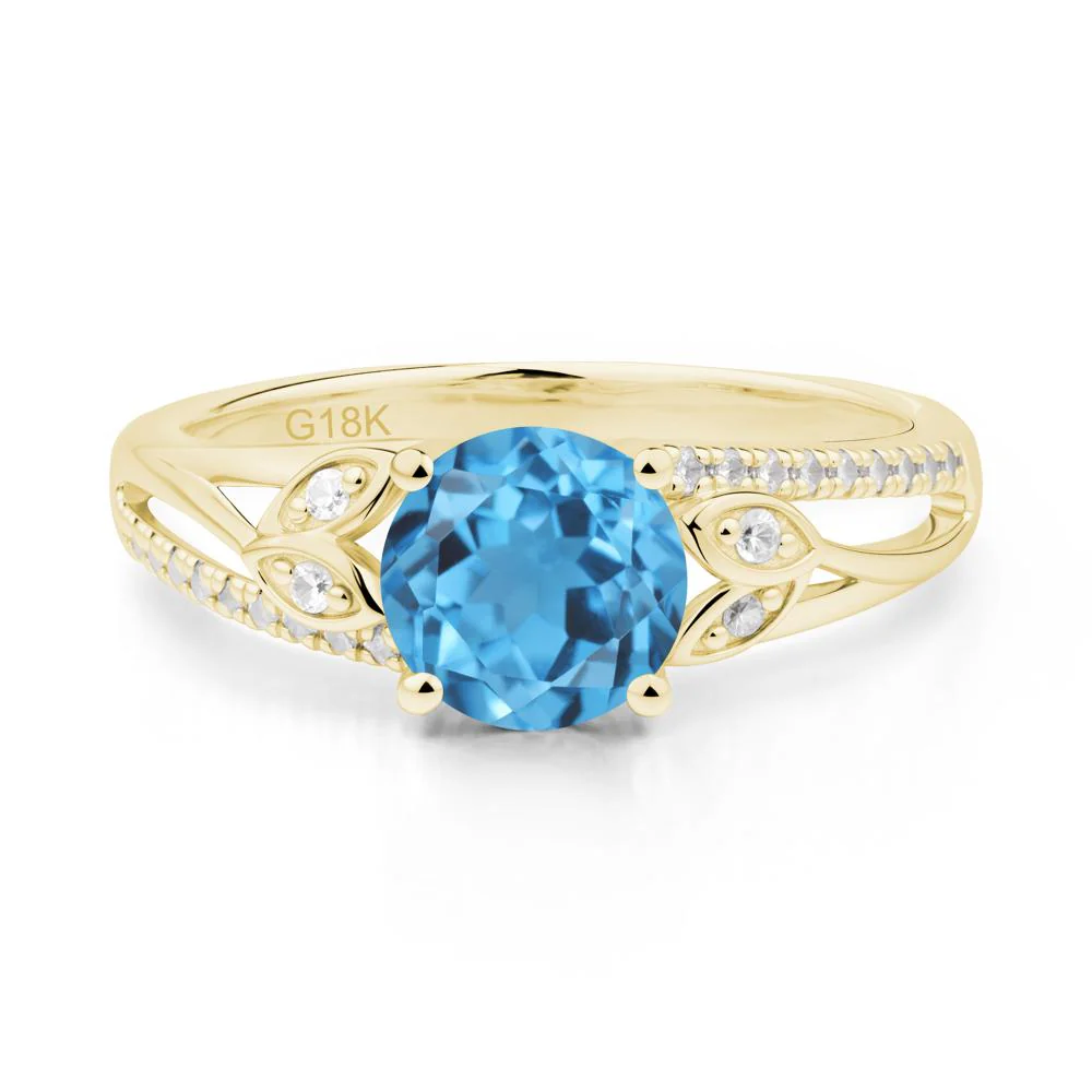 Leaf Inspired Swiss Blue Topaz Engagement Ring - Image 8
