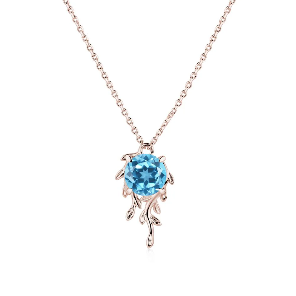 Round Cut Swiss Blue Topaz Necklace