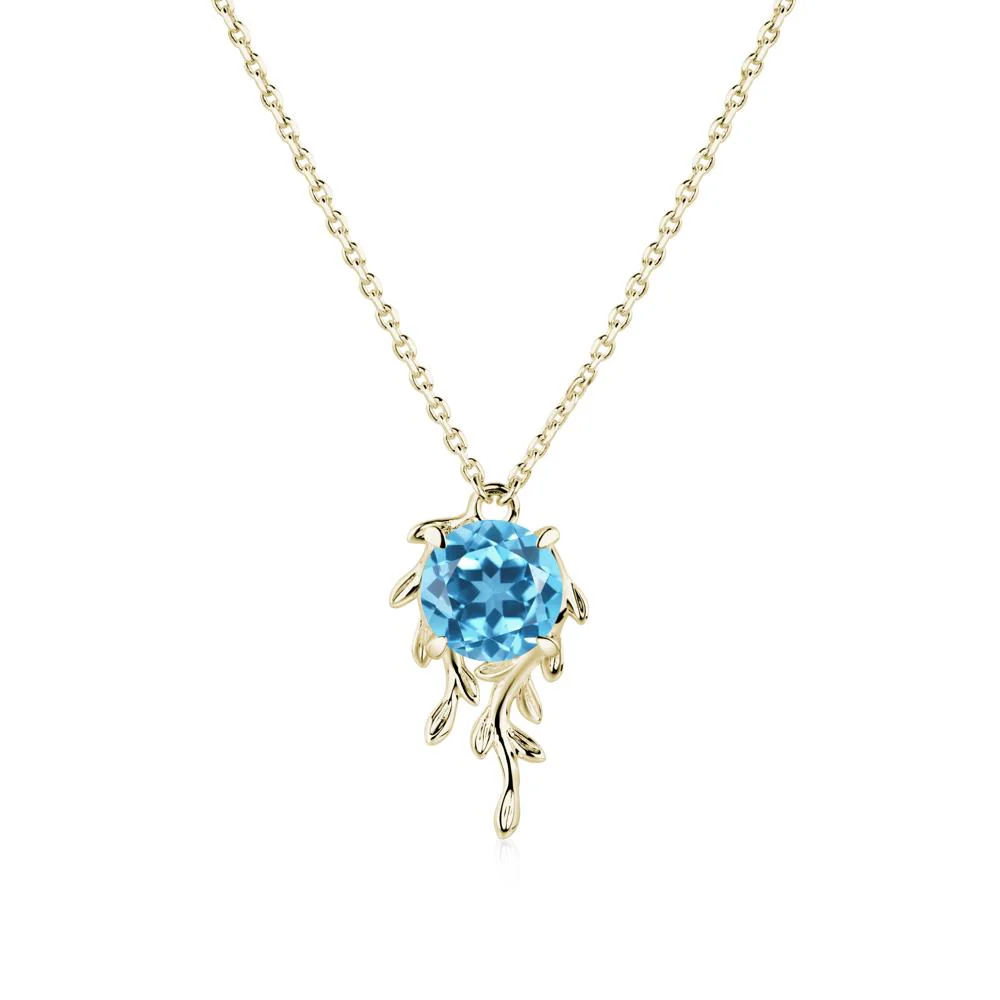 Round Cut Swiss Blue Topaz Necklace - Image 3