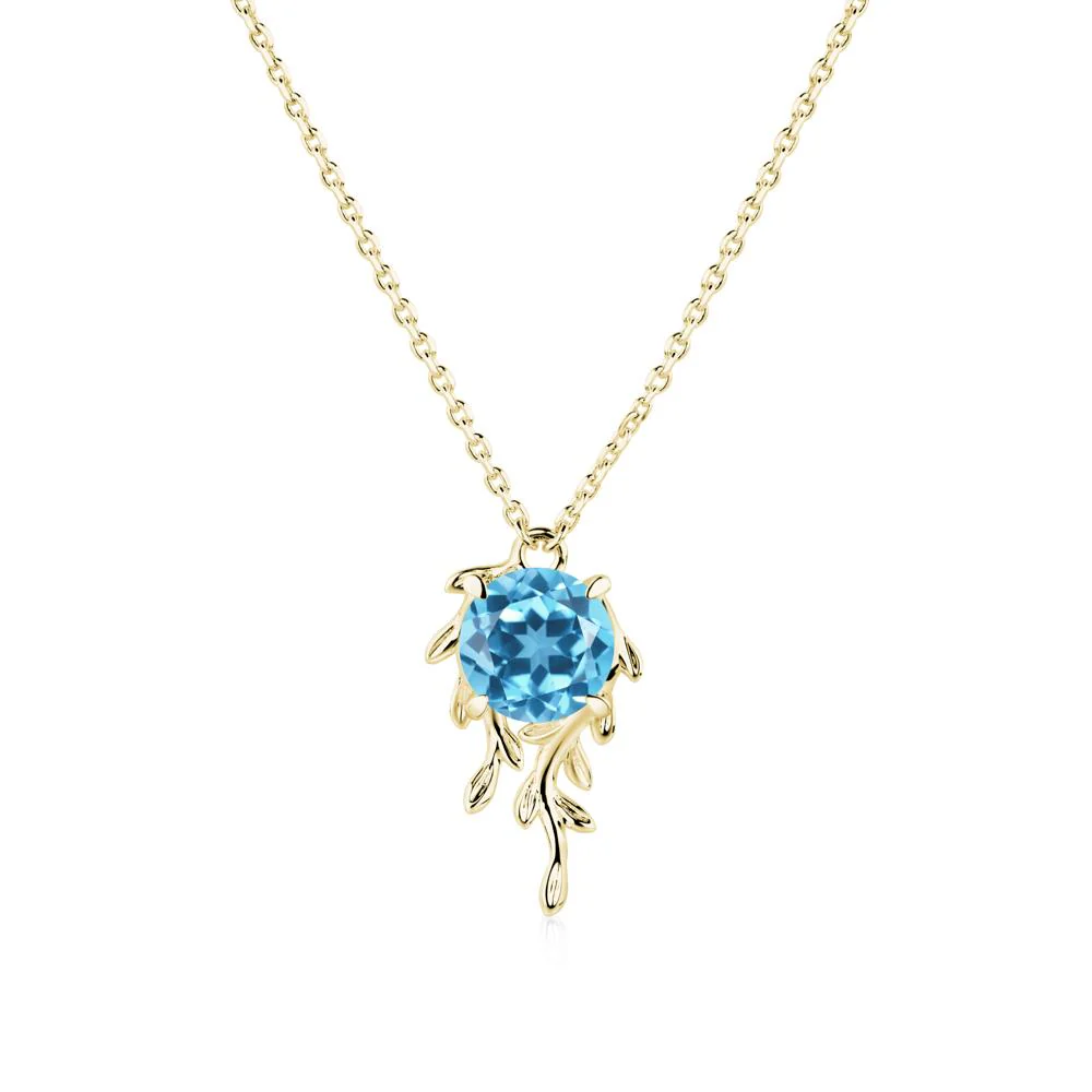 Round Cut Swiss Blue Topaz Necklace - Image 6
