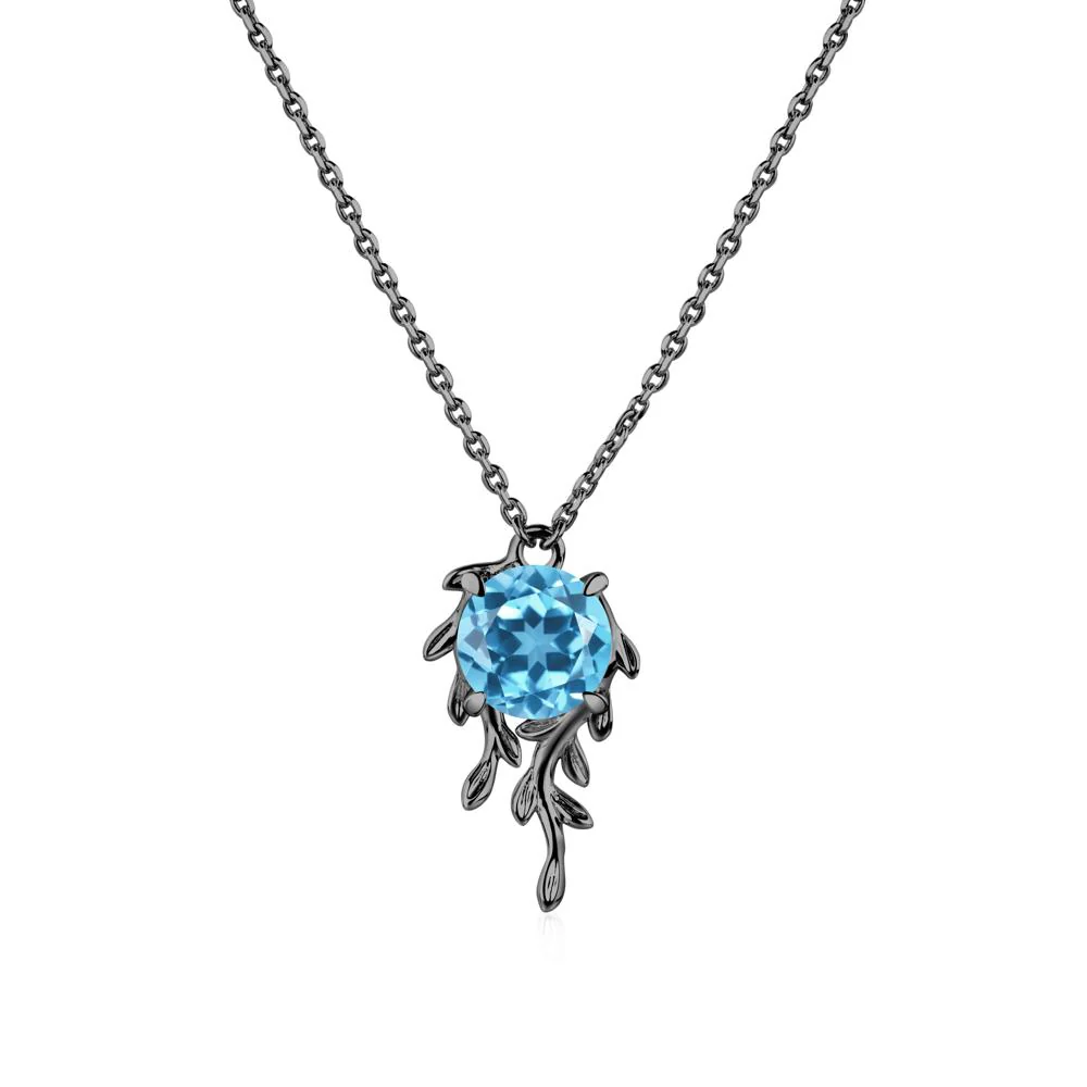 Round Cut Swiss Blue Topaz Necklace - Image 7