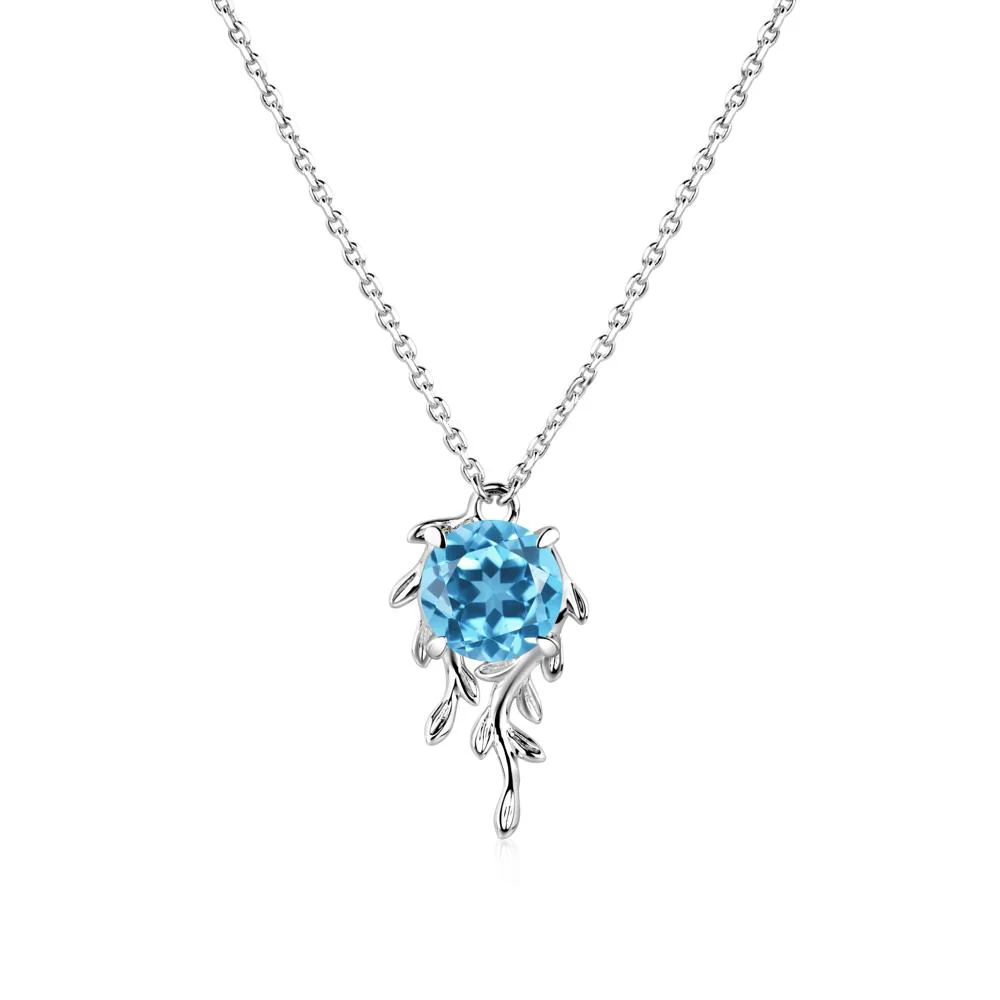 Round Cut Swiss Blue Topaz Necklace - Image 9