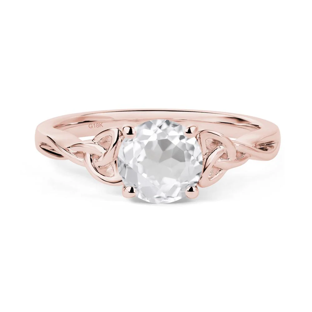 Round Cut White Topaz Celtic Ring - Image 6