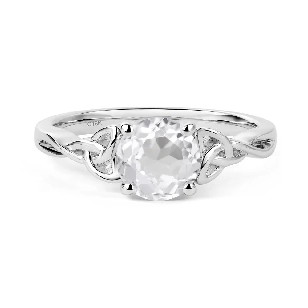Round Cut White Topaz Celtic Ring - Image 9