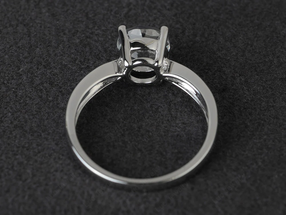 White Topaz Tapered Band Engagement Ring - Image 3