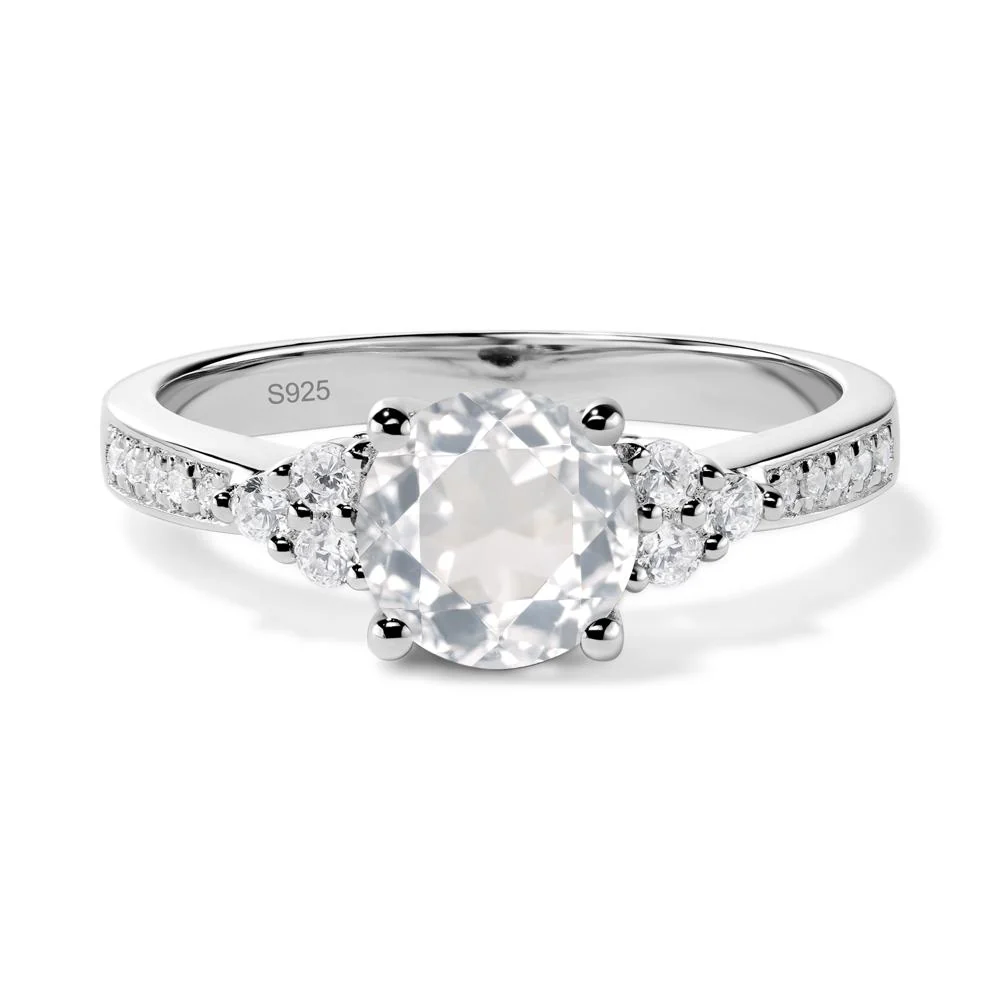 Round Cut White Topaz Engagement Ring