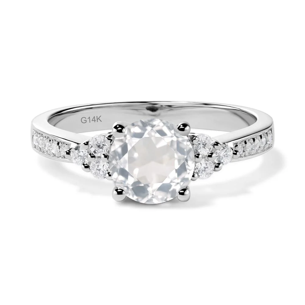 Round Cut White Topaz Engagement Ring - Image 3