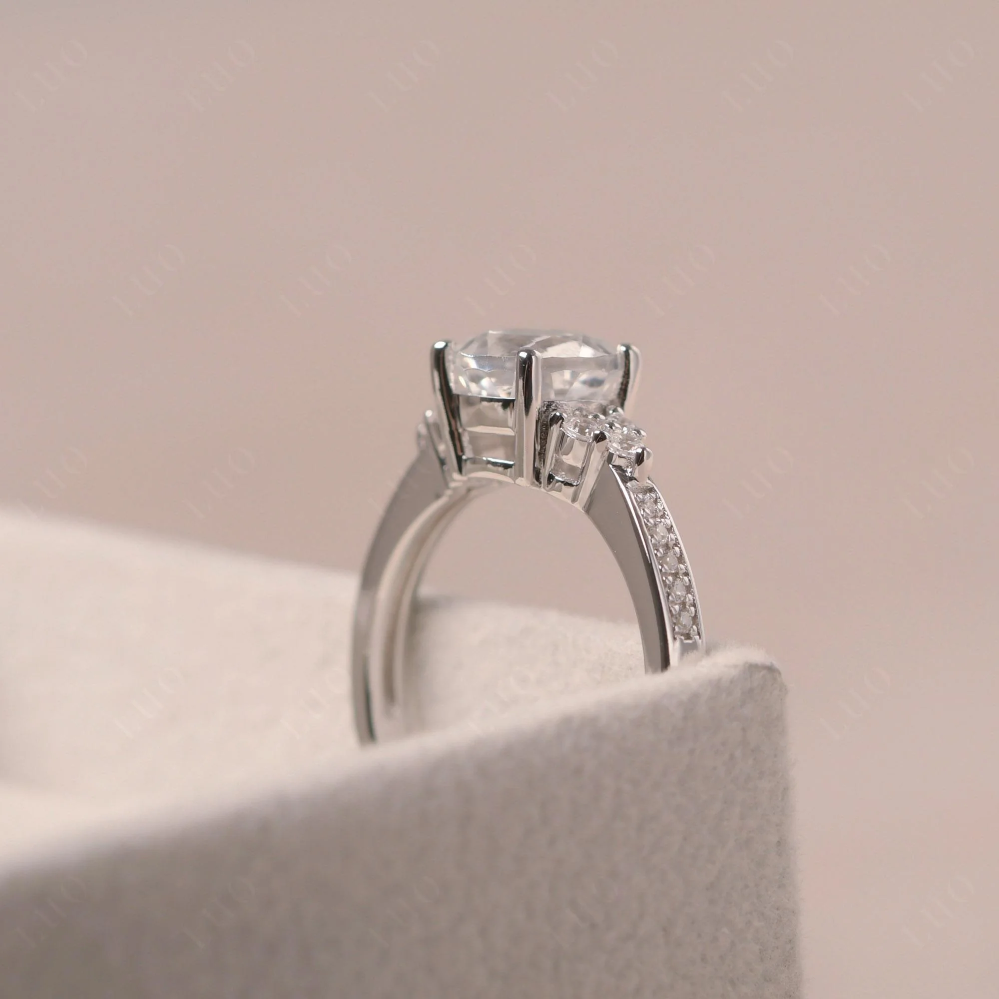 Round Cut White Topaz Engagement Ring - Image 32