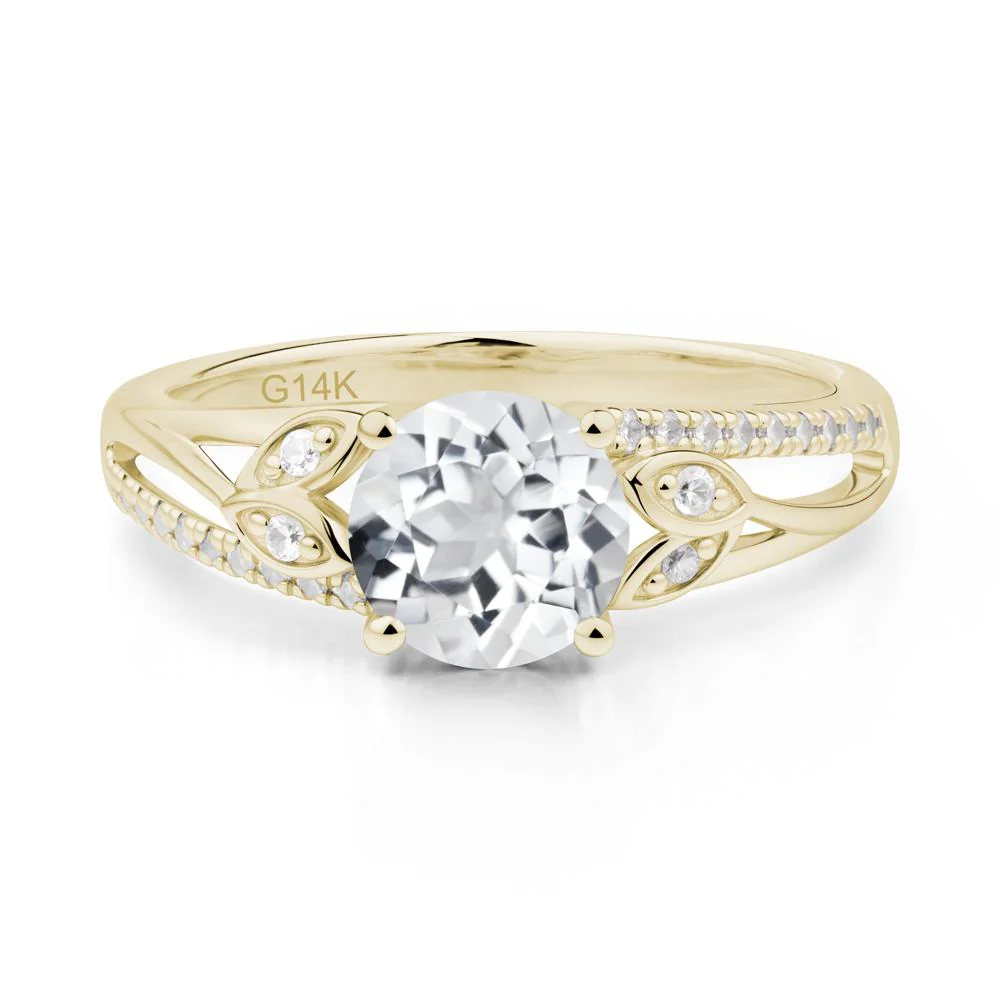 Leaf Inspired White Topaz Engagement Ring