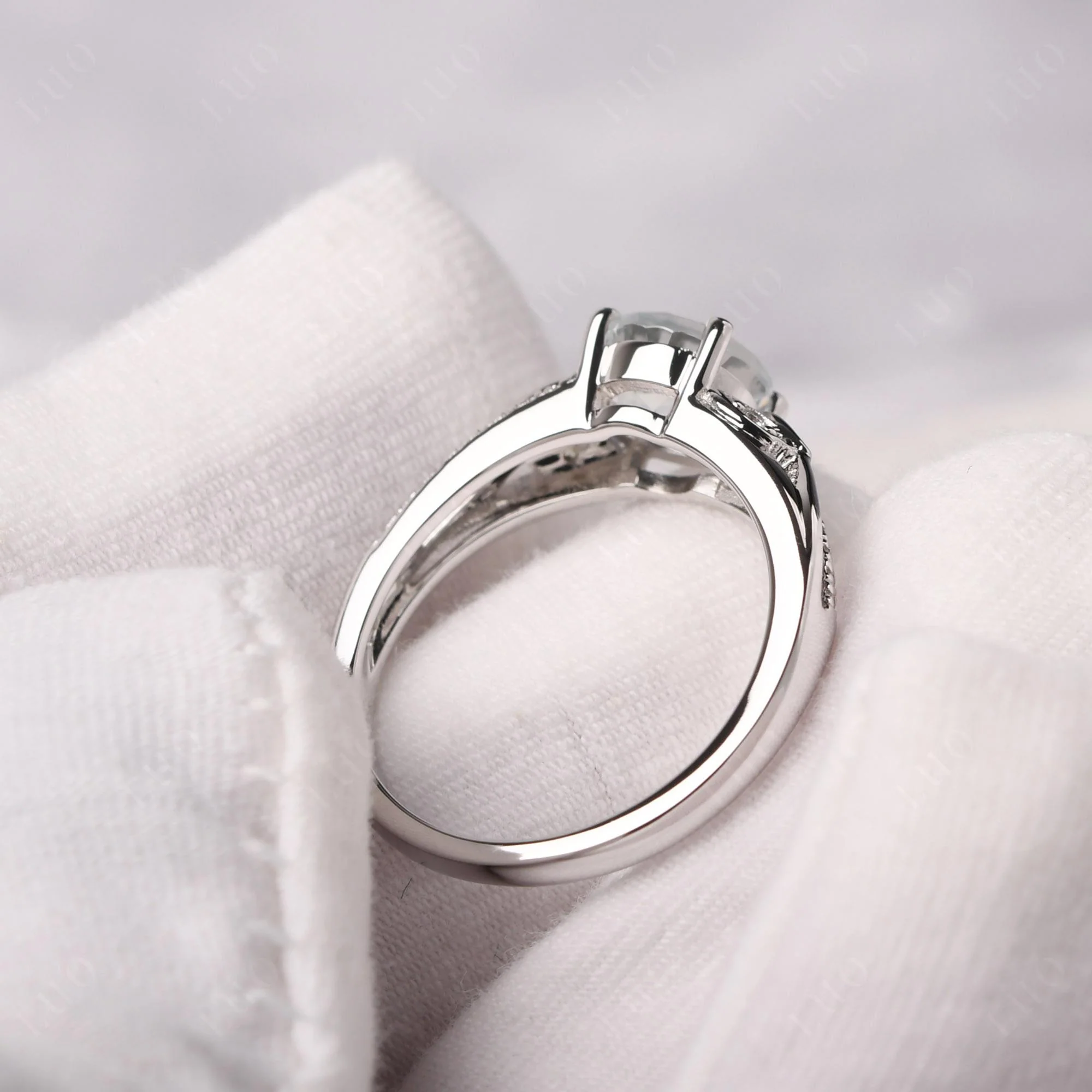 Leaf Inspired White Topaz Engagement Ring - Image 13