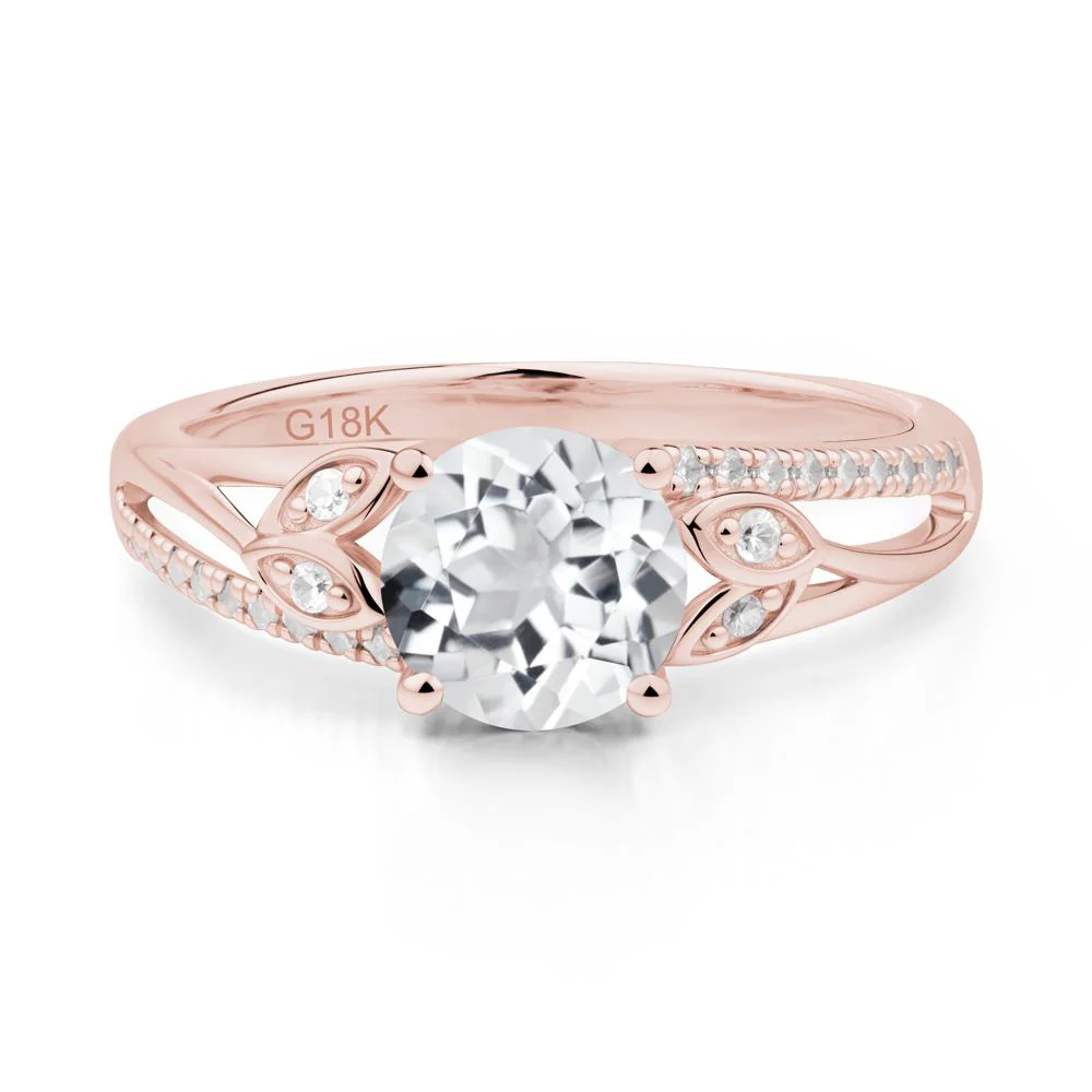 Leaf Inspired White Topaz Engagement Ring - Image 2