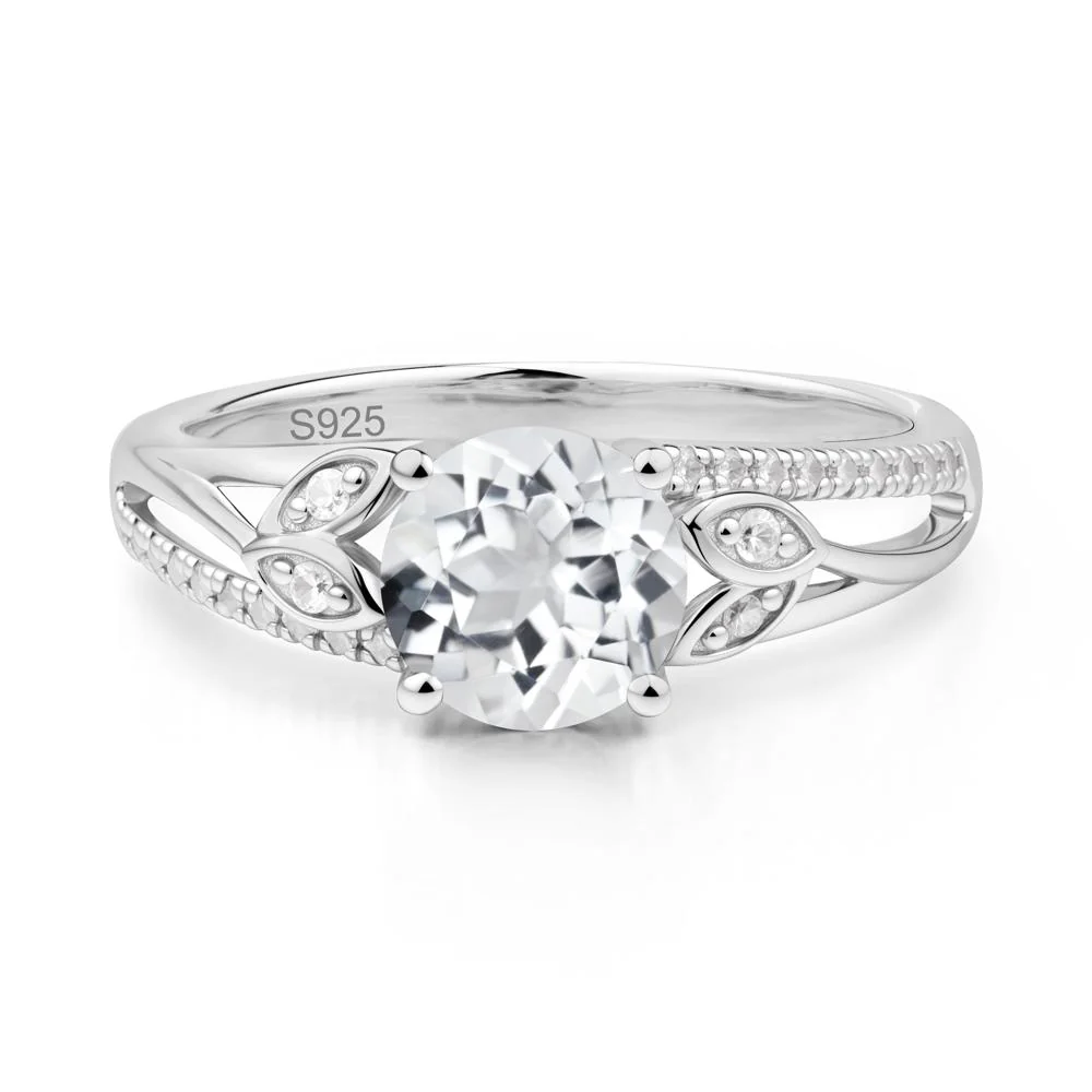 Leaf Inspired White Topaz Engagement Ring - Image 3
