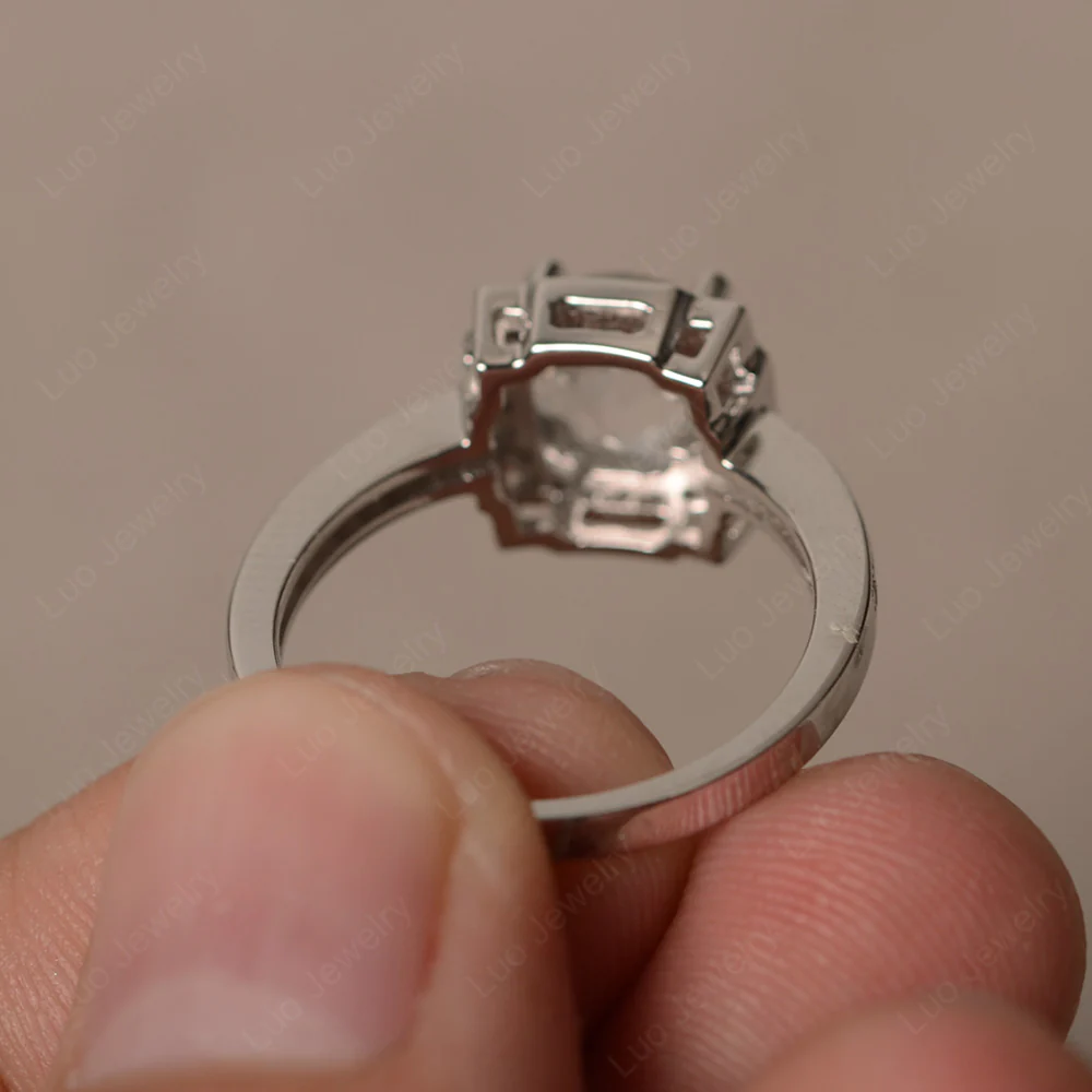 Round Cut White Topaz Halo Engagement Ring - Image 2