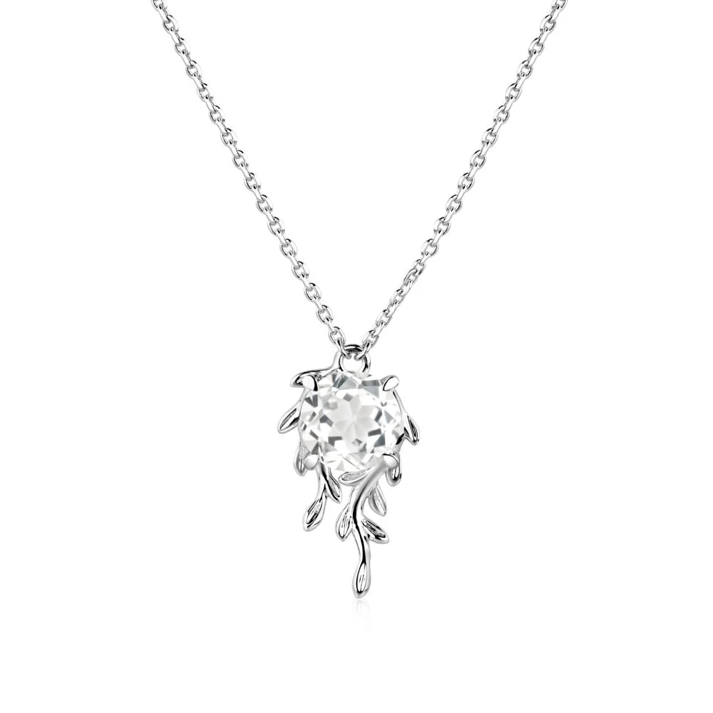 Round Cut White Topaz Necklace - Image 5