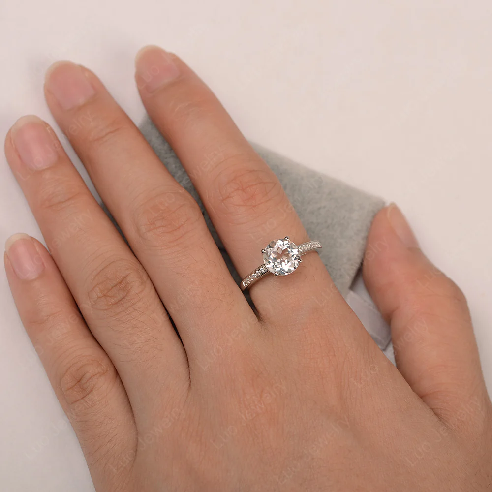 Round Cut White Topaz Ring - Image 3