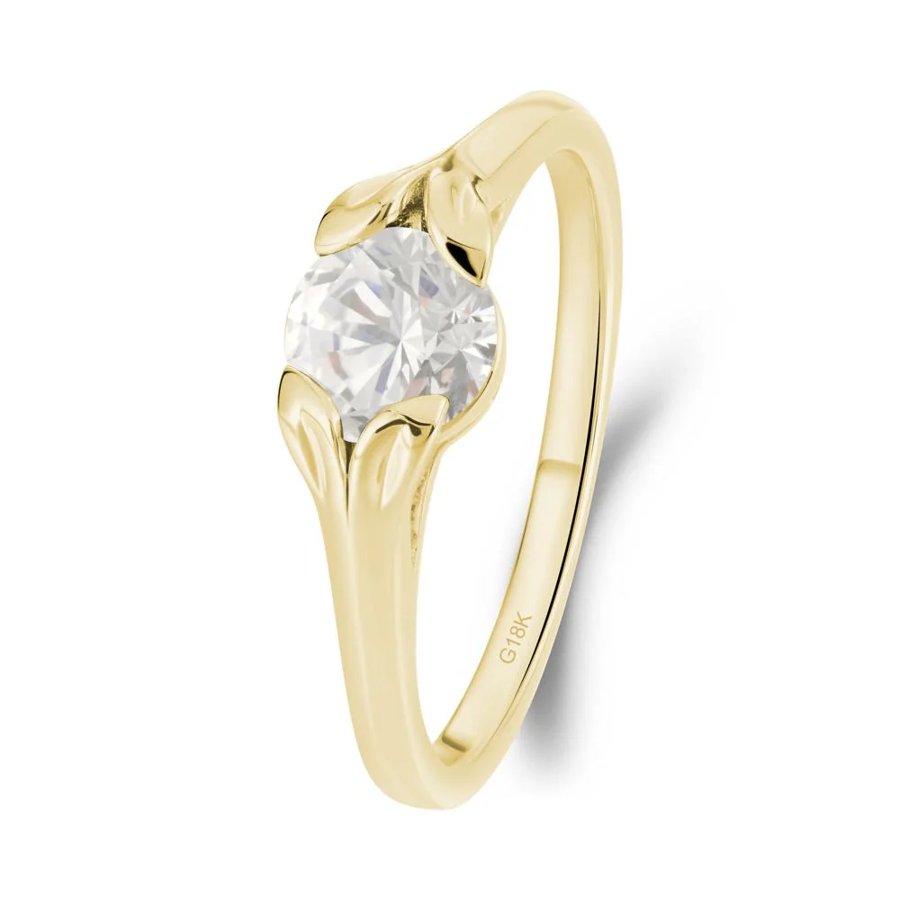 Round Diamond Leaf Ring - Image 8