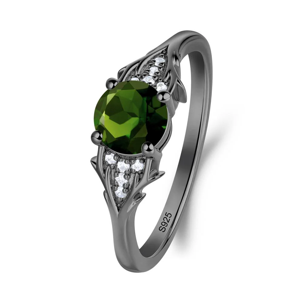 Round Diopside Branch Engagement Ring - Image 4