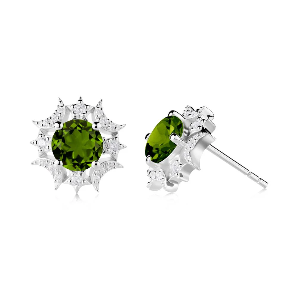 Round Diopside Celestial Star Stud Earrings - Image 4