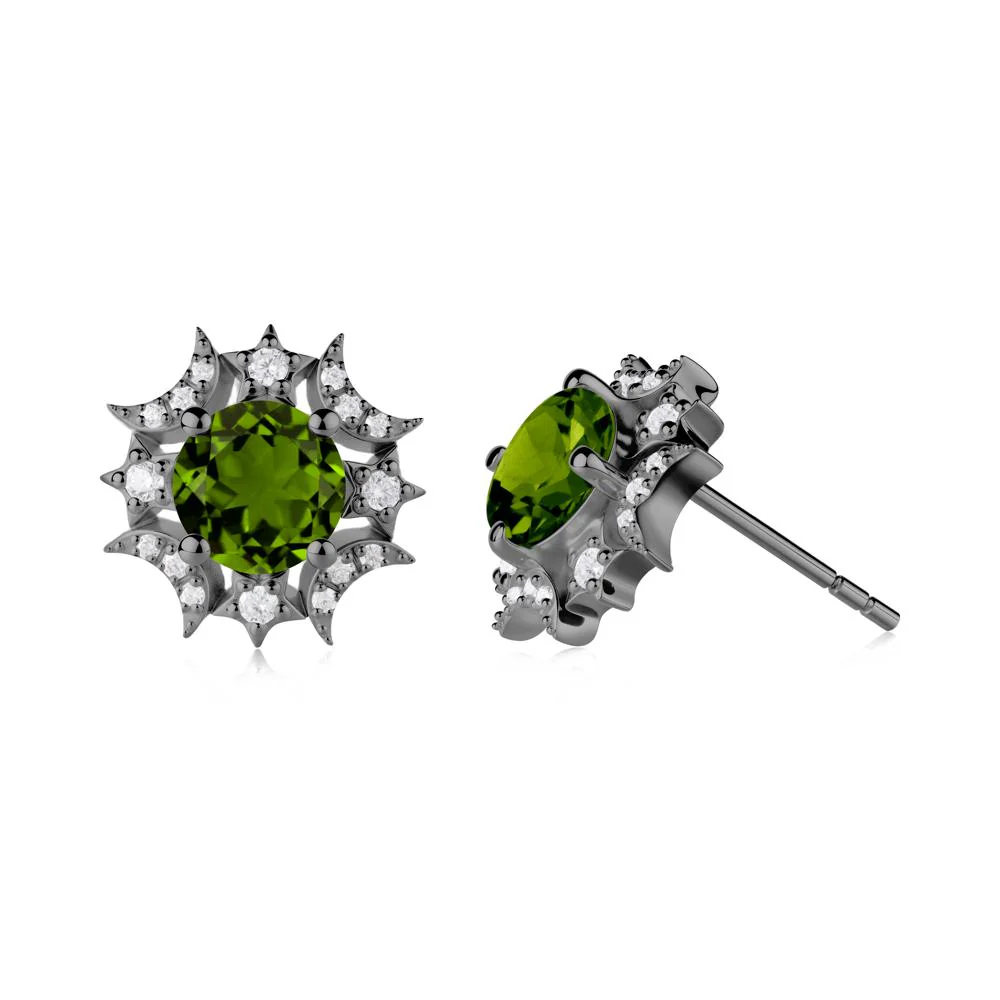 Round Diopside Celestial Star Stud Earrings - Image 7