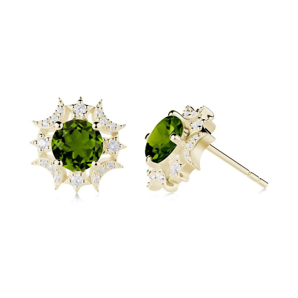 Round Diopside Celestial Star Stud Earrings - Image 8