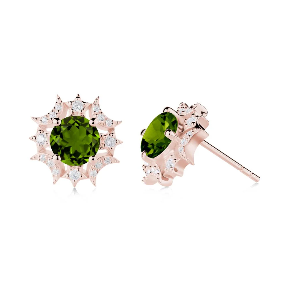 Round Diopside Celestial Star Stud Earrings - Image 9