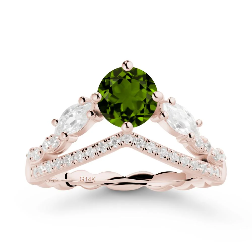 Round Diopside Crown Ring with Leaf - Image 2
