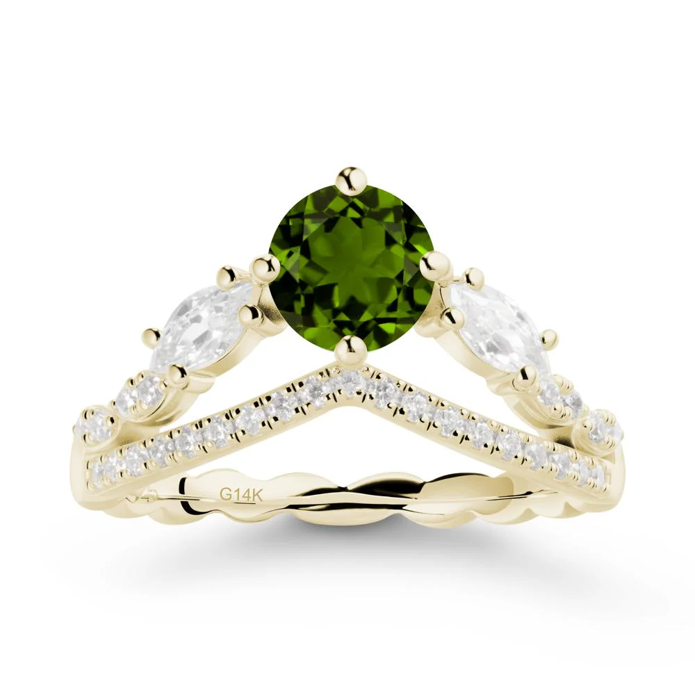 Round Diopside Crown Ring with Leaf - Image 4