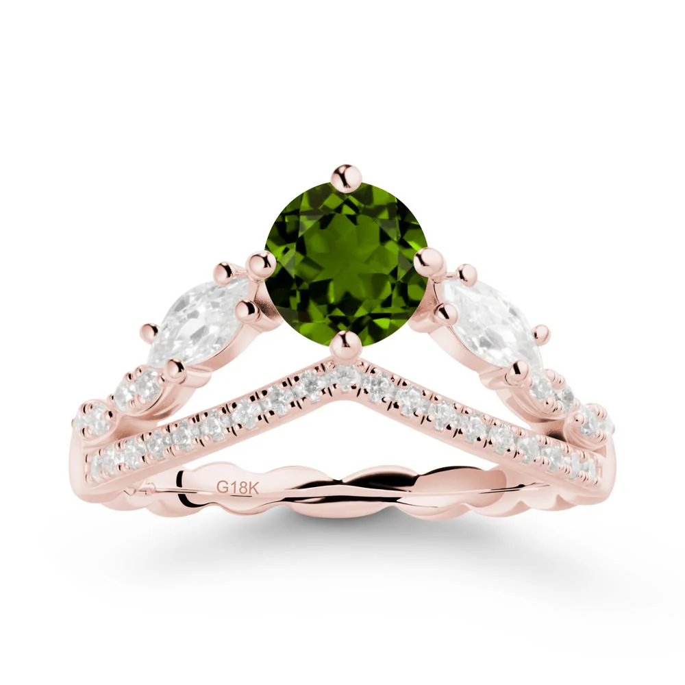 Round Diopside Crown Ring with Leaf - Image 5