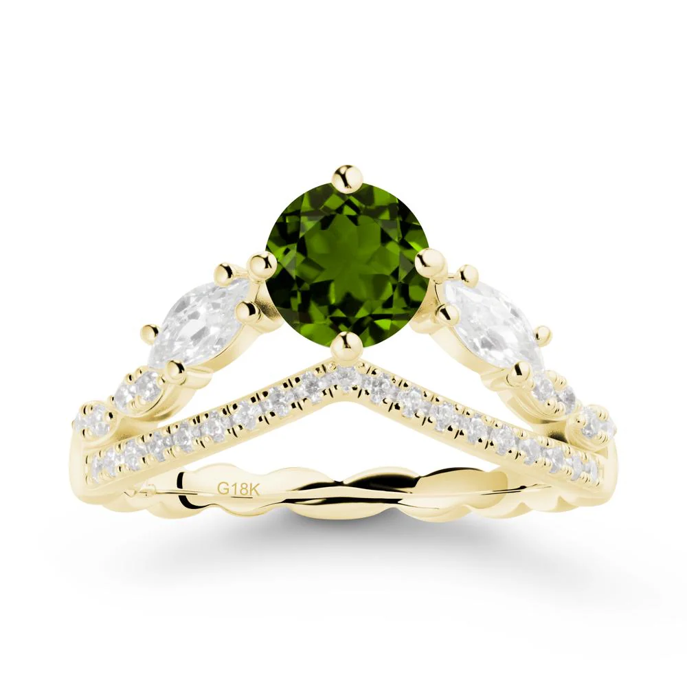 Round Diopside Crown Ring with Leaf - Image 7