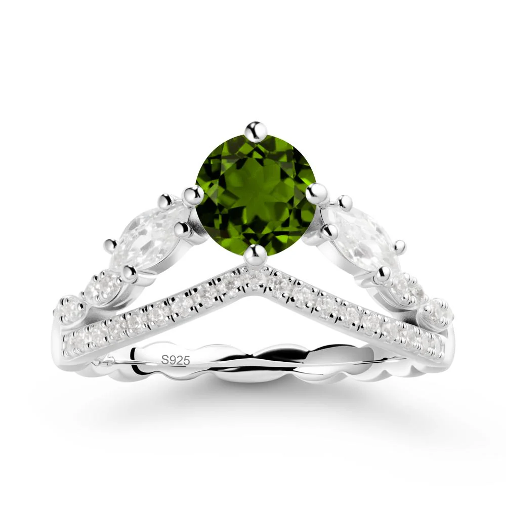 Round Diopside Crown Ring with Leaf - Image 9