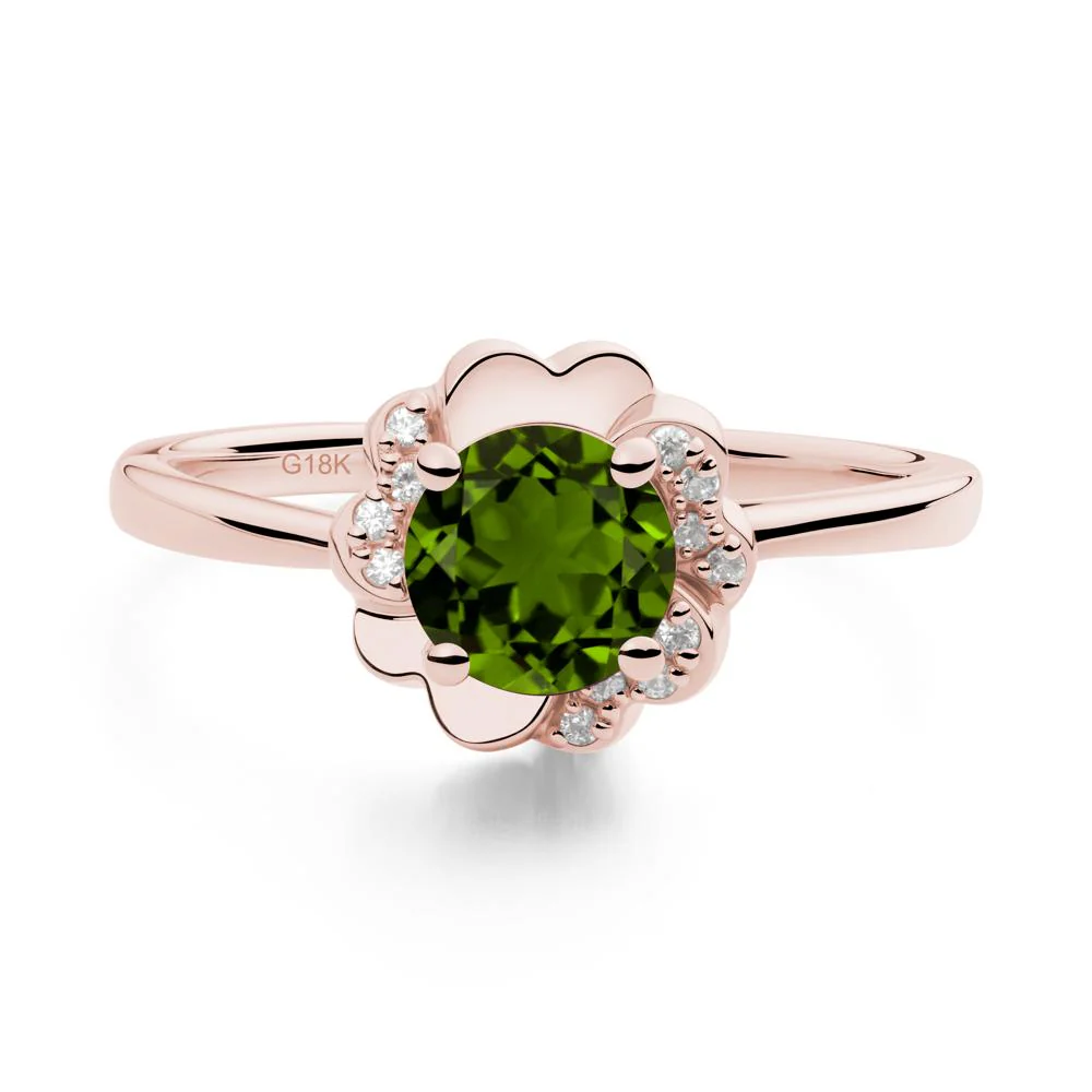 Round Diopside Floral Engagement Ring - Image 3