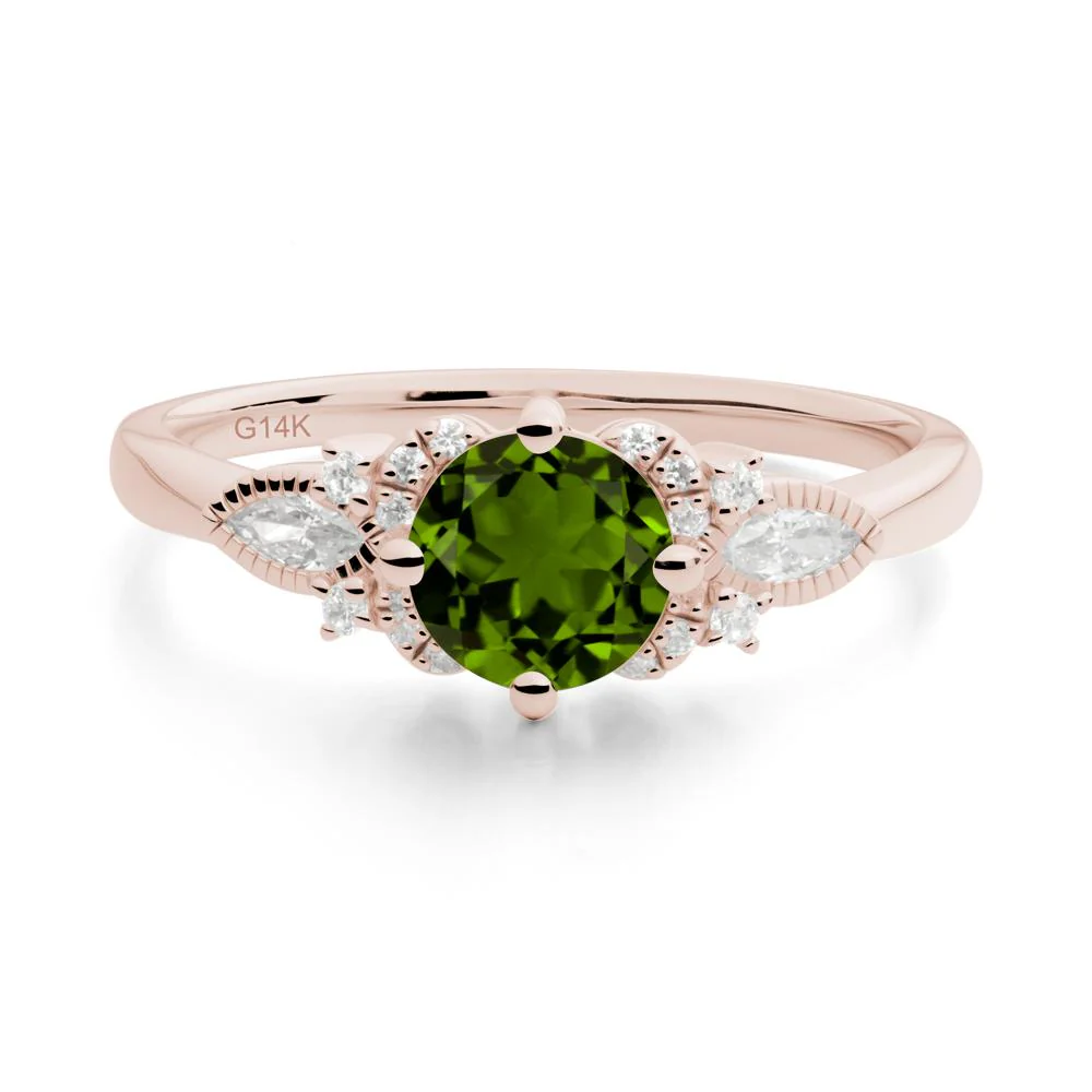 Round Diopside Floral Statement Ring - Image 2