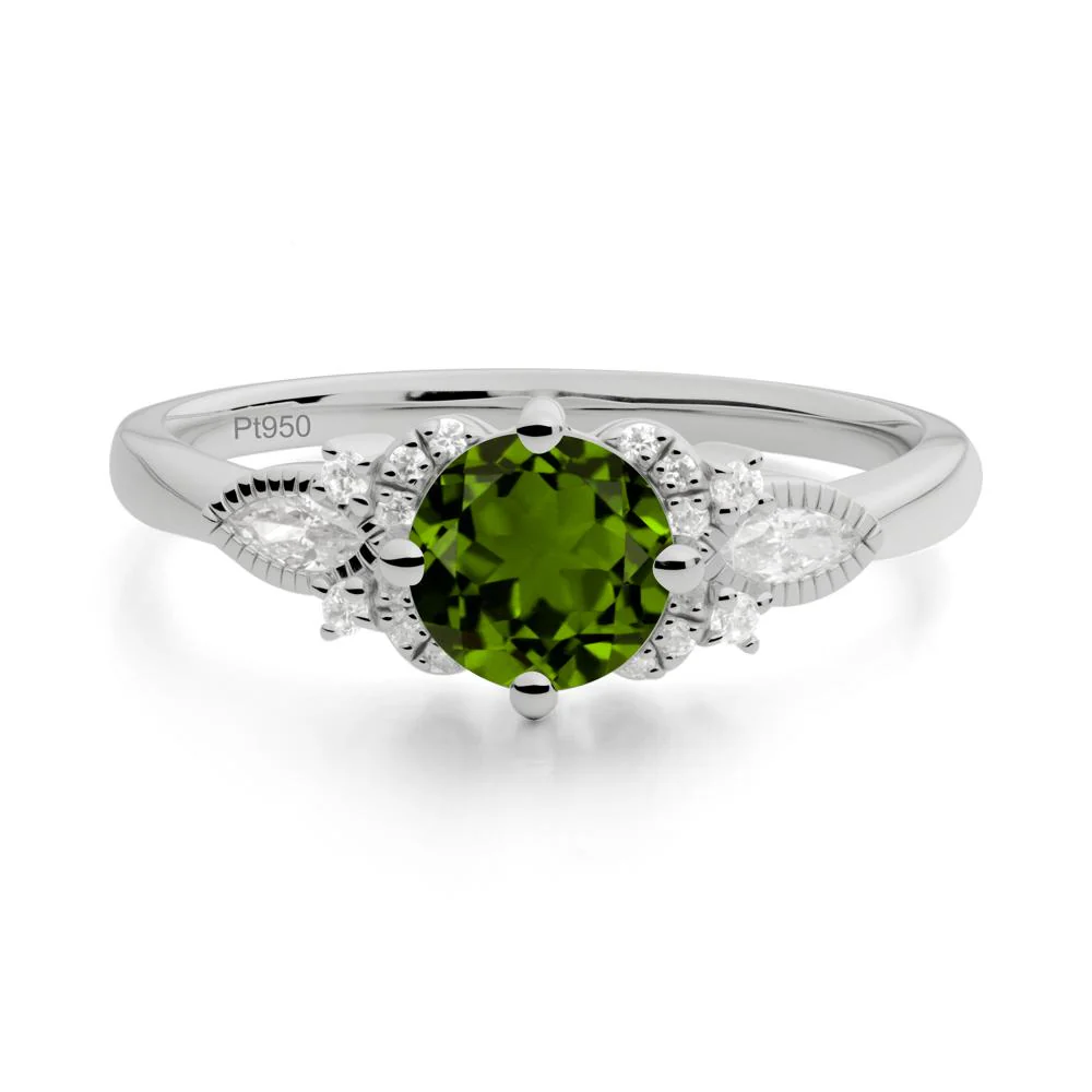 Round Diopside Floral Statement Ring - Image 3