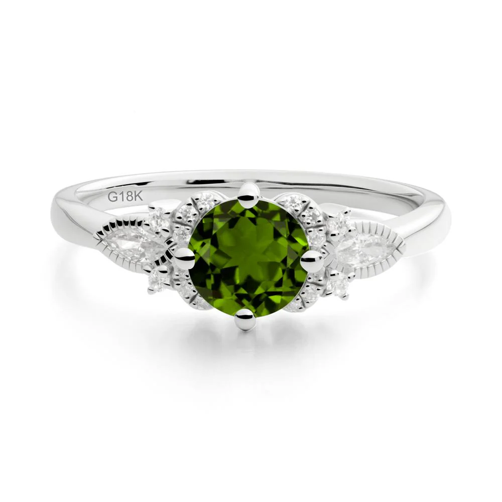 Round Diopside Floral Statement Ring - Image 4