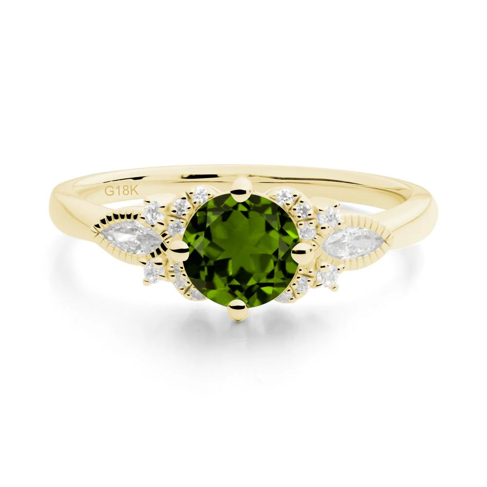 Round Diopside Floral Statement Ring - Image 5