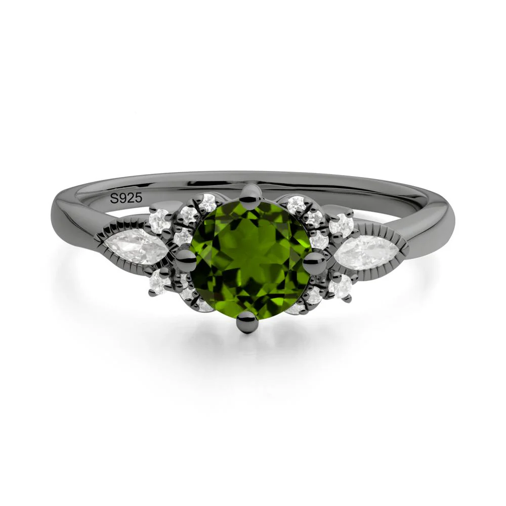 Round Diopside Floral Statement Ring - Image 9