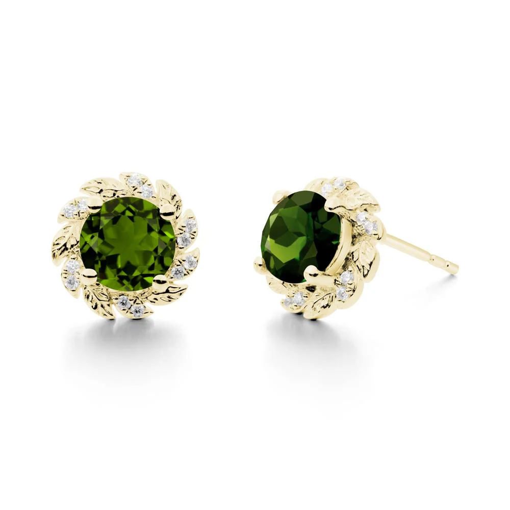 Round Diopside Flower Earrings - Image 5