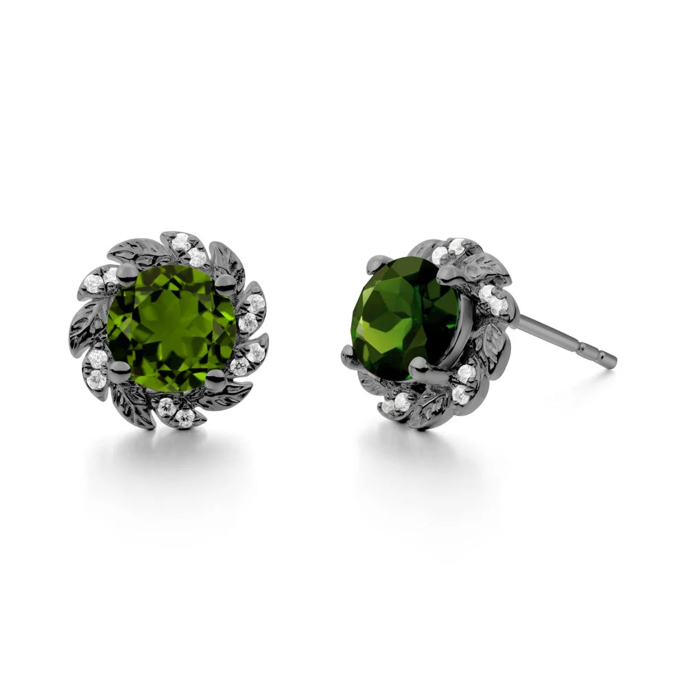 Round Diopside Flower Earrings - Image 8