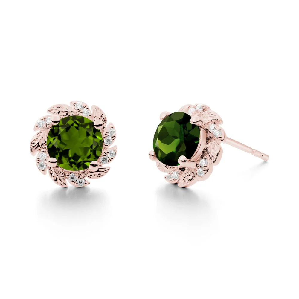Round Diopside Flower Earrings - Image 9