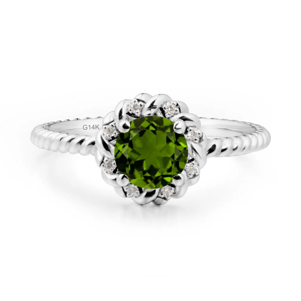 Round Diopside Halo Engagement Ring