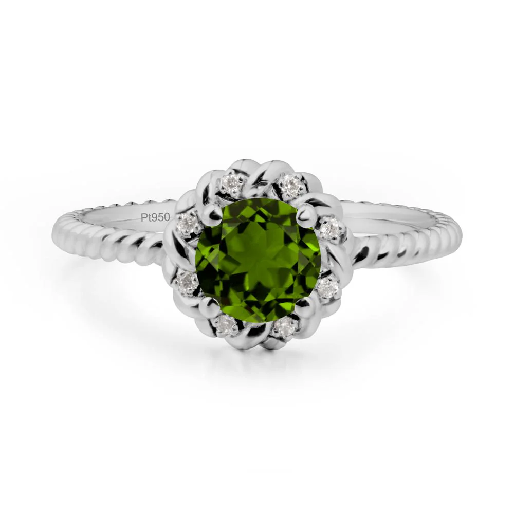 Round Diopside Halo Engagement Ring - Image 3