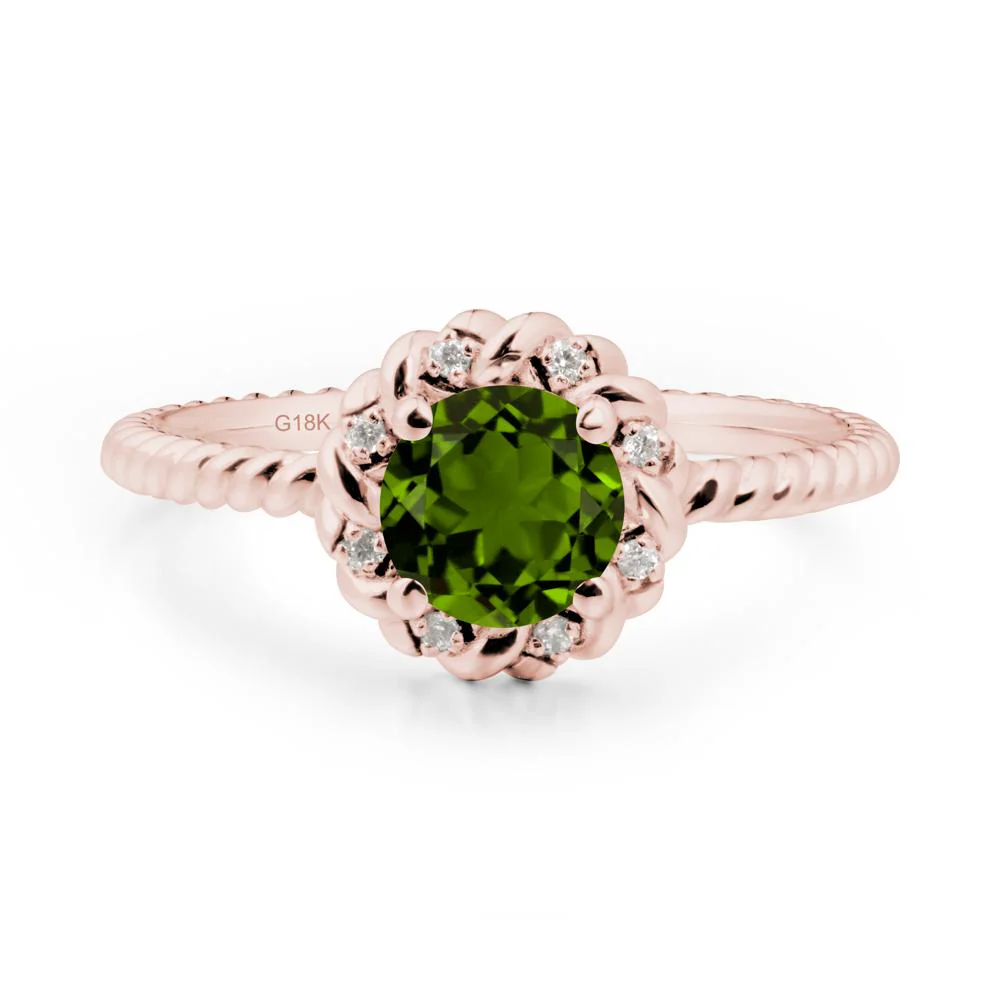 Round Diopside Halo Engagement Ring - Image 5